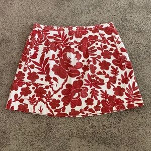 Topshop | Red and White Floral Mini Skirt